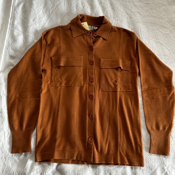 Guilty Lightweight Button Up Cardigan Carmel Women's Size Small fall soft cozy - Picture 2 of 11